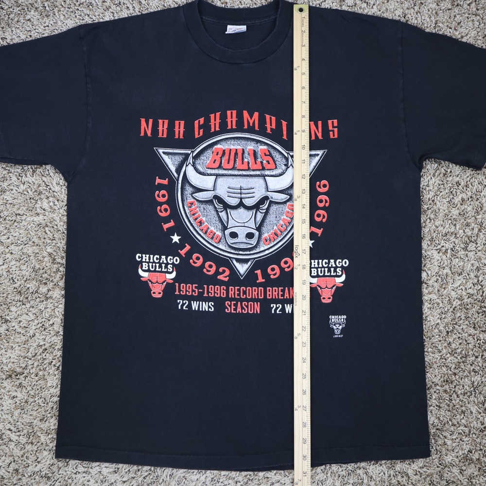 Vintage 1996 Chicago Bulls NBA Champions T-Shirt XL 90s Streetwear Black - Picture 8 of 9